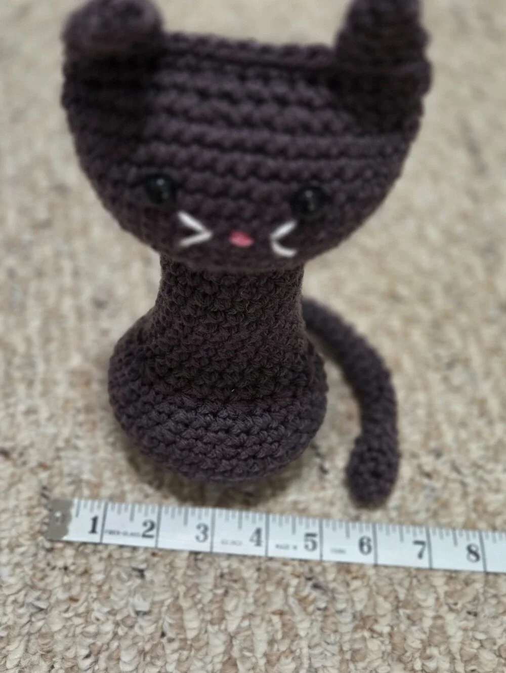 Handmade Crochet Dark Gray Cat Plushie